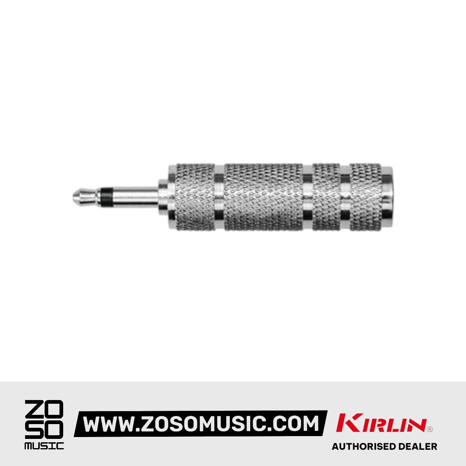 Kirlin 2620 Adapter 3.5mm Mono Male to 1/4 Inch Female Nickel Plated Instrument Audio Jack Converter - Each