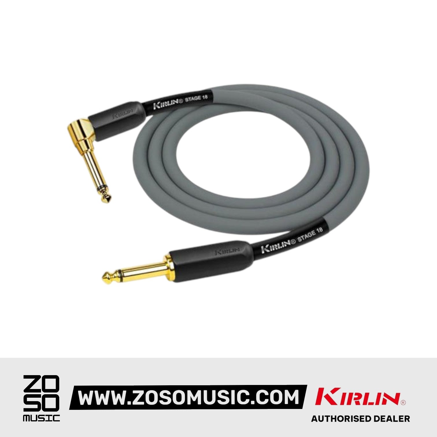 Kirlin IP-182BEGL /GA Stage L Right Angle Gold Plated Instrument Cable