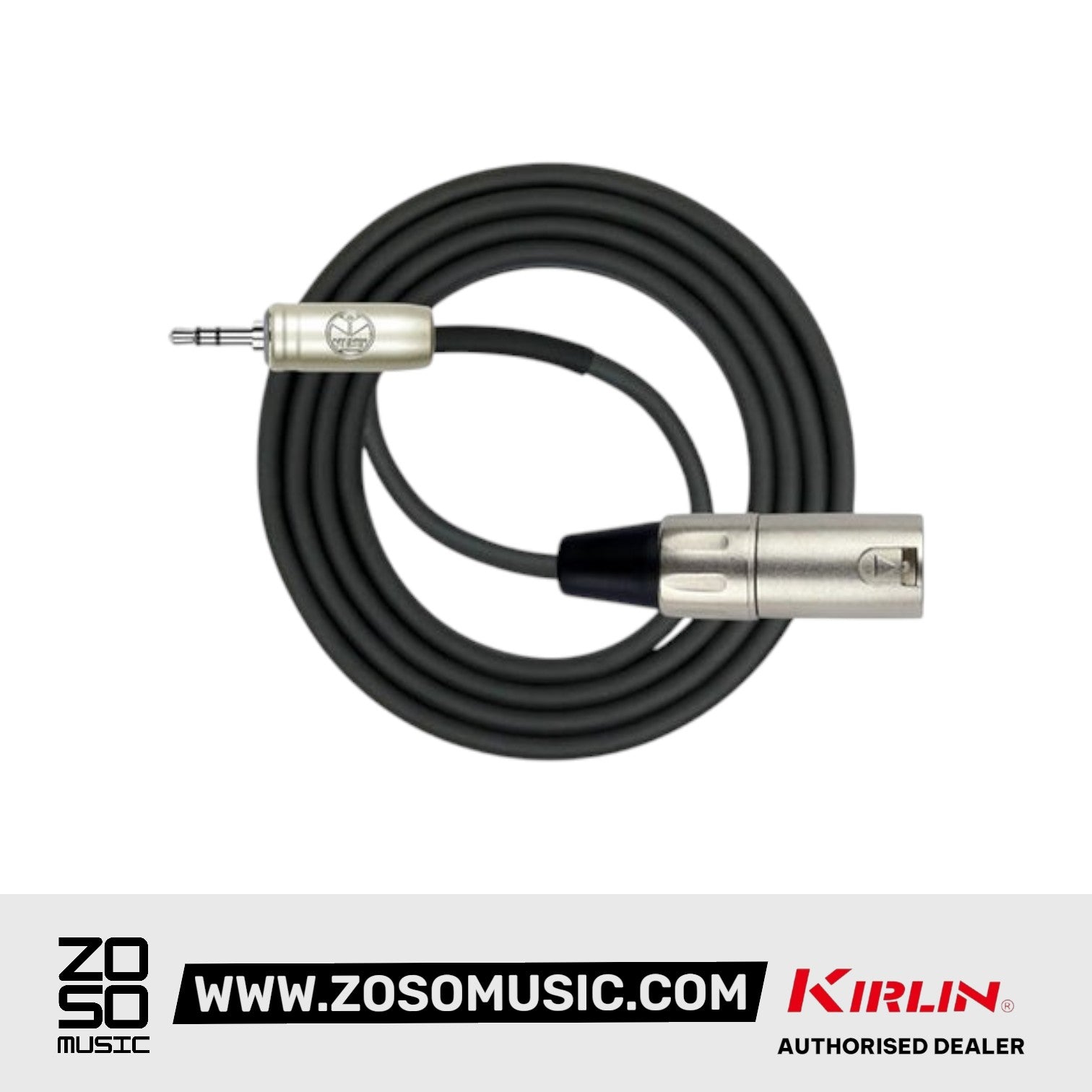 Kirlin AP-493PRL 3 Meter XLR Male to 3.5mm TRS Plug Original Single Patch Microphone Mic Cable - Black