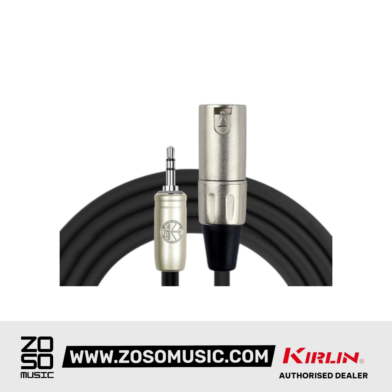 Kirlin AP-493PRL 3 Meter XLR Male to 3.5mm TRS Plug Original Single Patch Microphone Mic Cable - Black