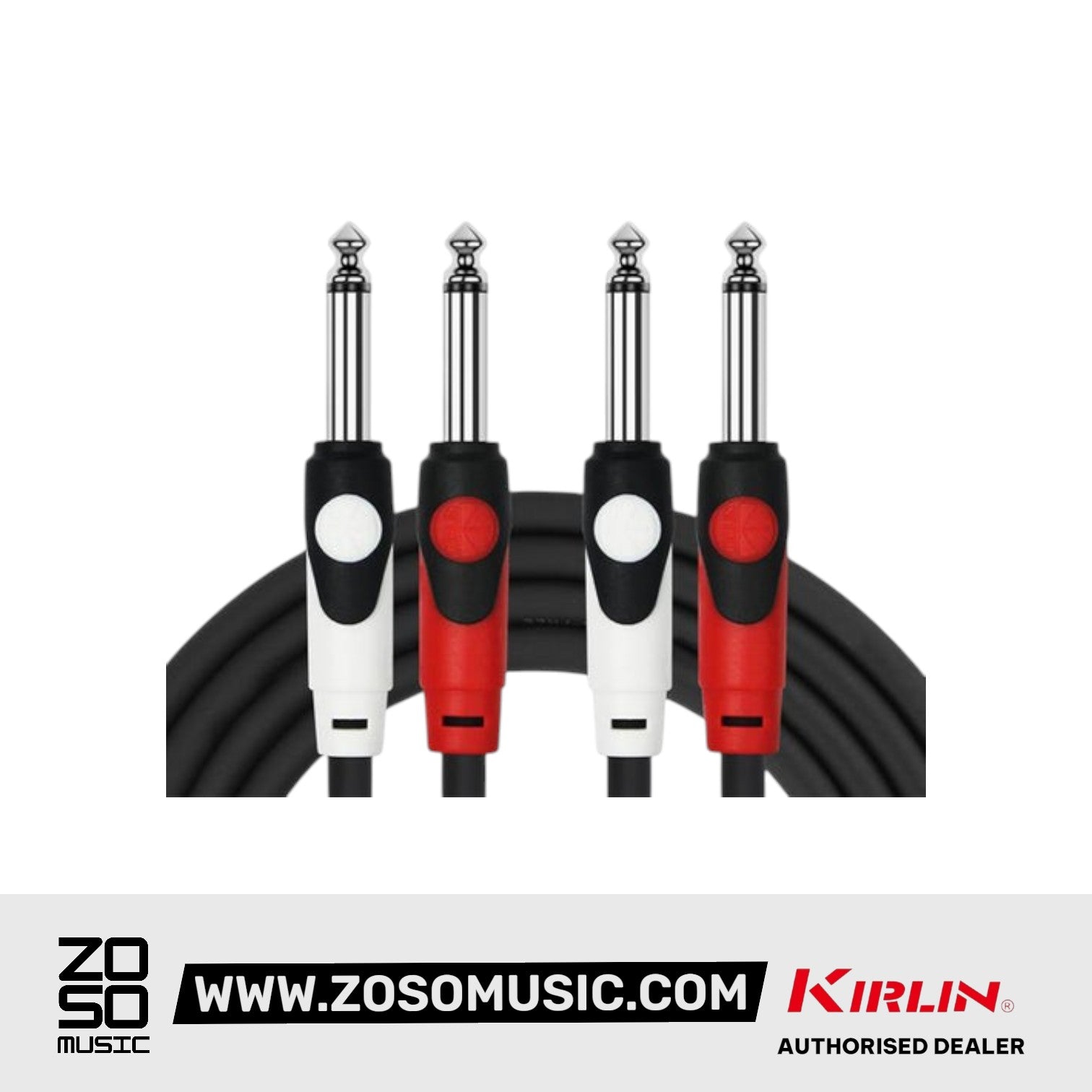 Kirlin LGA-406 2 Meter Dual 1/4 Inch Mono Plug LightGear Audio Patch Interconnect Cable Black