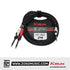 Kirlin LGY-362L 3.5mm TRS to Dual 1/4 Inch Mono 6.35mm Tip Ring LightGear Y Audio Cable Jack Adapter - 2 Meter Black