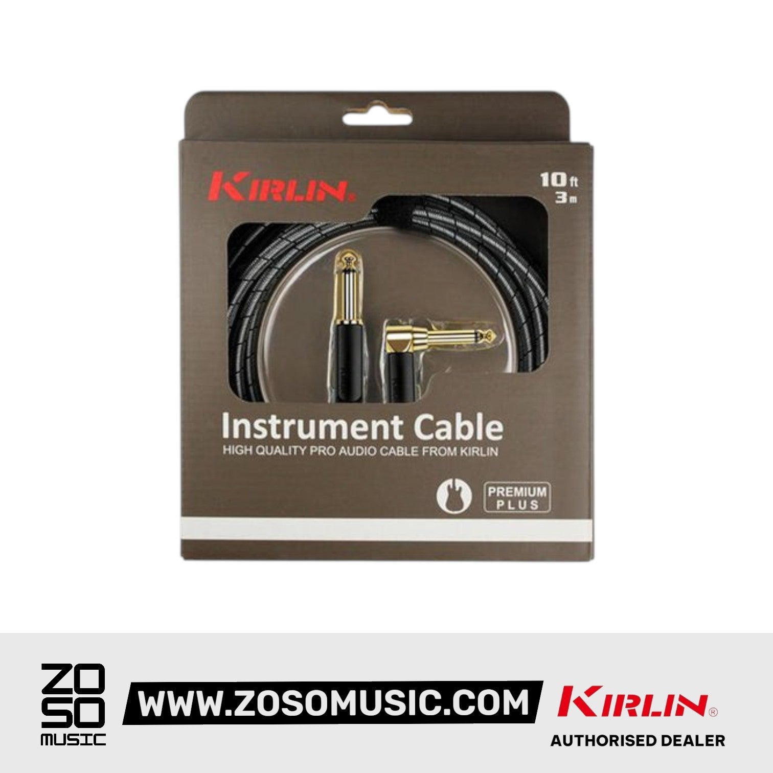 Kirlin IWB-202BEGL Premium Plus Gold Jack Woven Instrument Cable