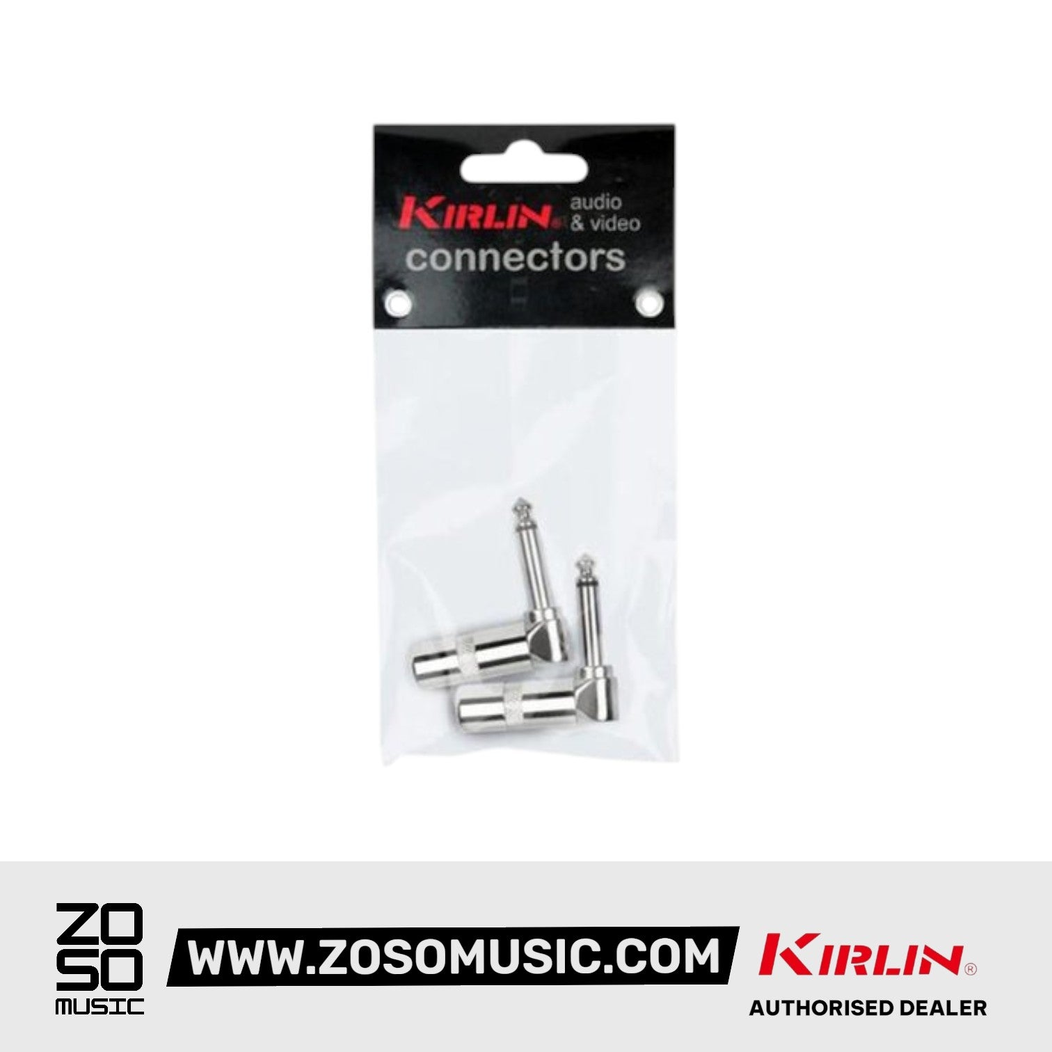 Kirlin CV-2359 1/4 Inch L Rt Angle Mono Plug Cable Contact Head Mono Jack Pairs