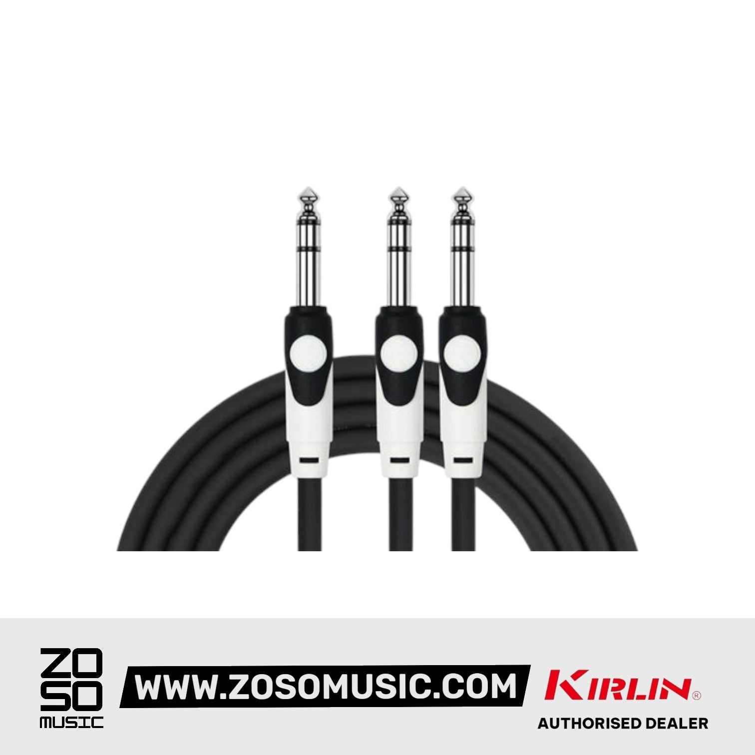 Kirlin LGY-340 1/4 Inch TRS Stereo to Dual 1/4 Inch LightGear Y Audio Jack Cable Adapter- 2 Meter Black