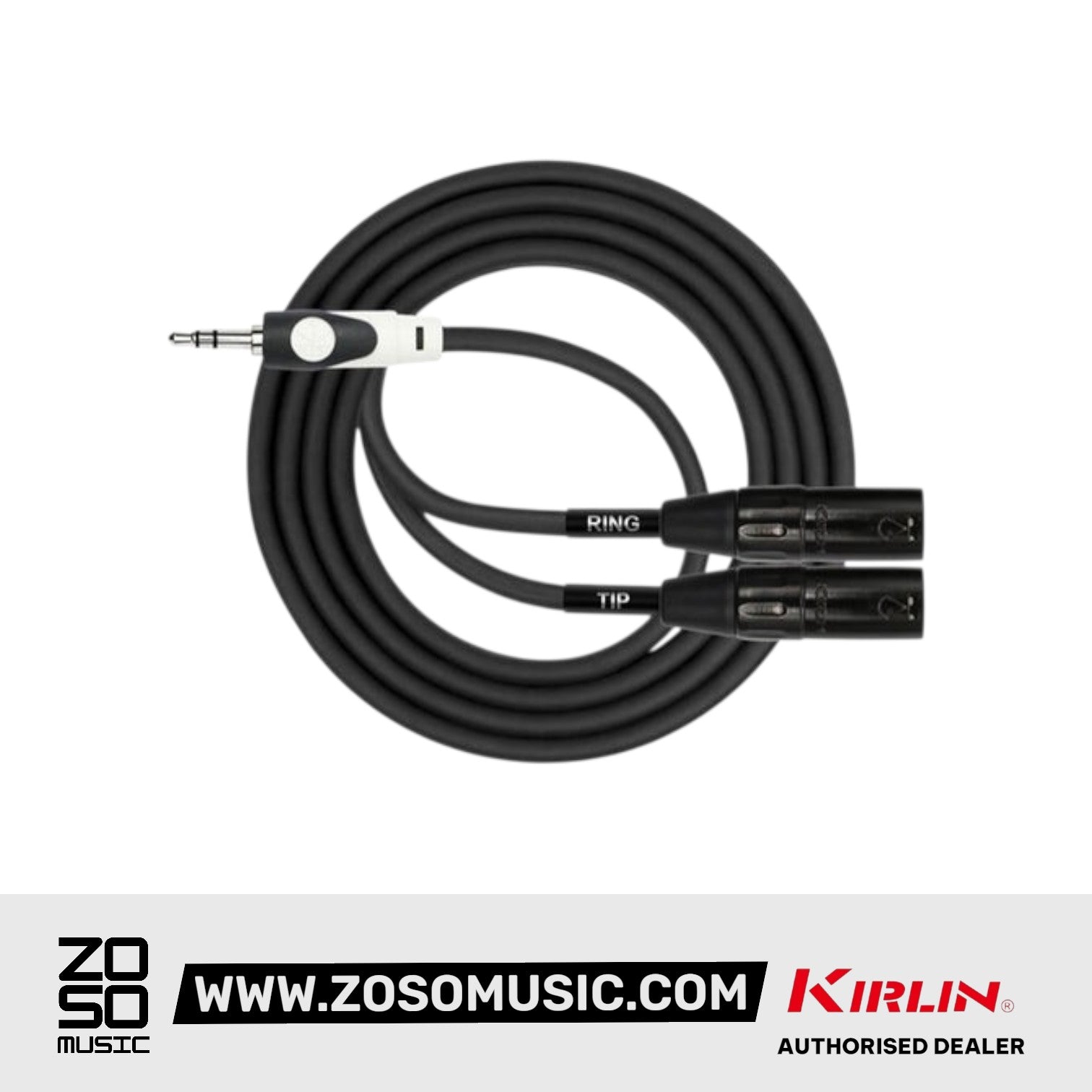 Kirlin LGY-370L 3.5mm TRS to Dual XLR Male Tip Ring LightGear Y Cable Adapter- 2 Meter Black
