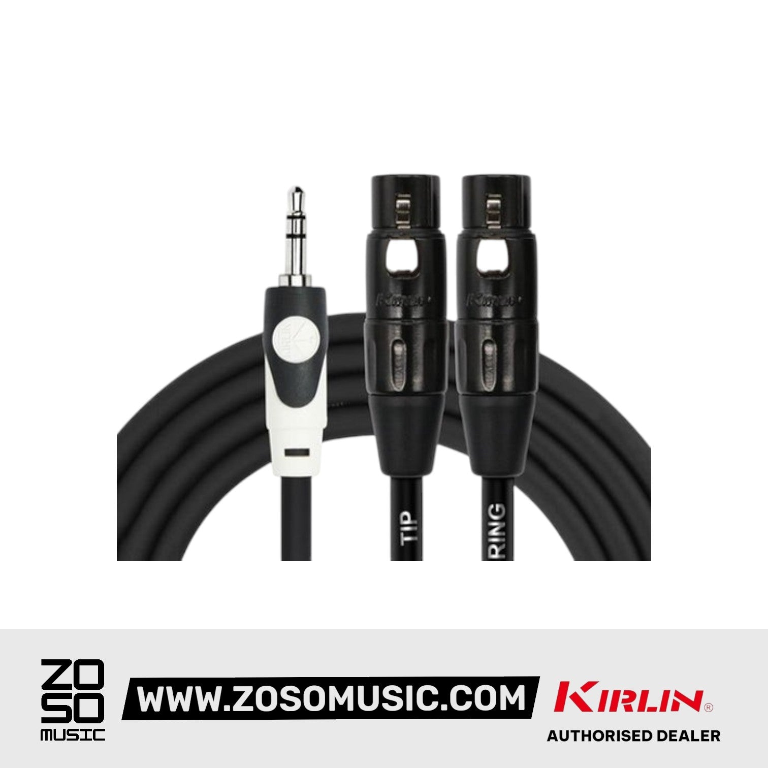 Kirlin LGY-371L 3.5mm TRS to Dual XLR Female Tip Ring LightGear Y Cable Adapter- 2 Meter Black