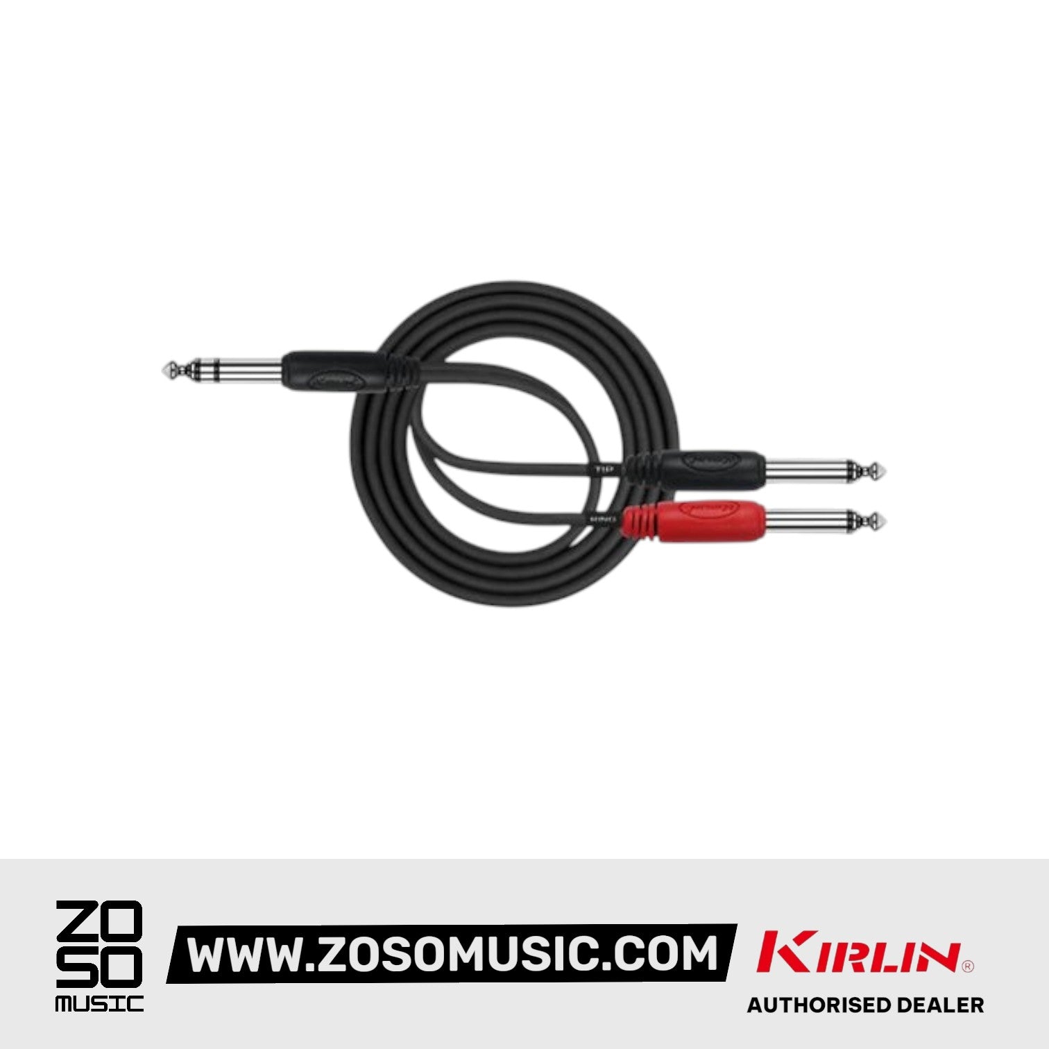 Kirlin YE-336 1/4" TRS to Dual 1/4" Mono Plug Entry Y-Cable Patch Cable - 2 Meter Black