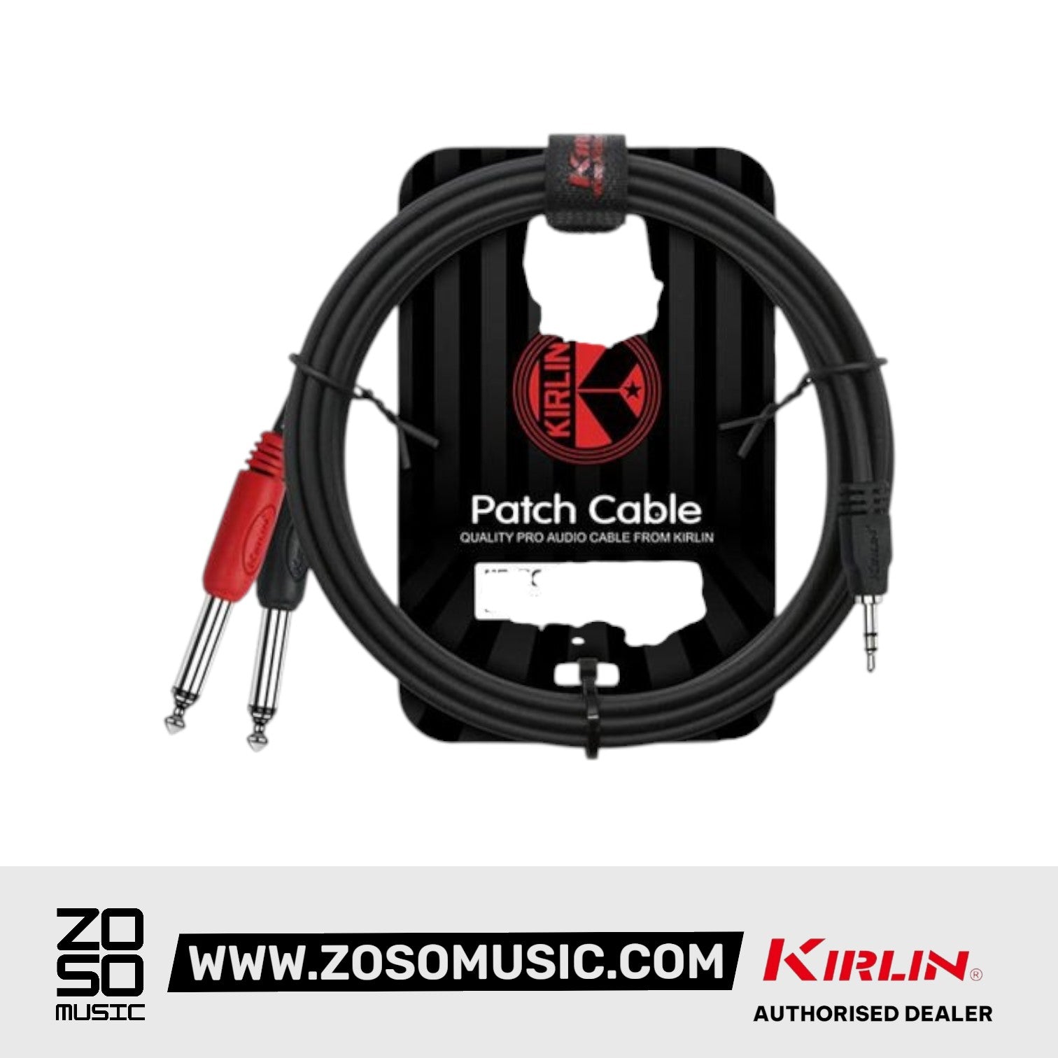 Kirlin YE-362 3.5MM TRS to Dual 1/4" Mono Plug Tip Ring Entry Y-Cable Patch Cable - 2 Meter Black