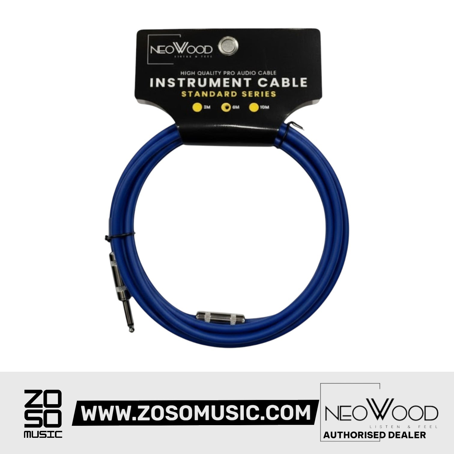 Neowood AMO001 3 & 6 Meter QTR-QTR Instrument Cable Yellow |  NEOWOOD |  CABLES |  Zoso Music