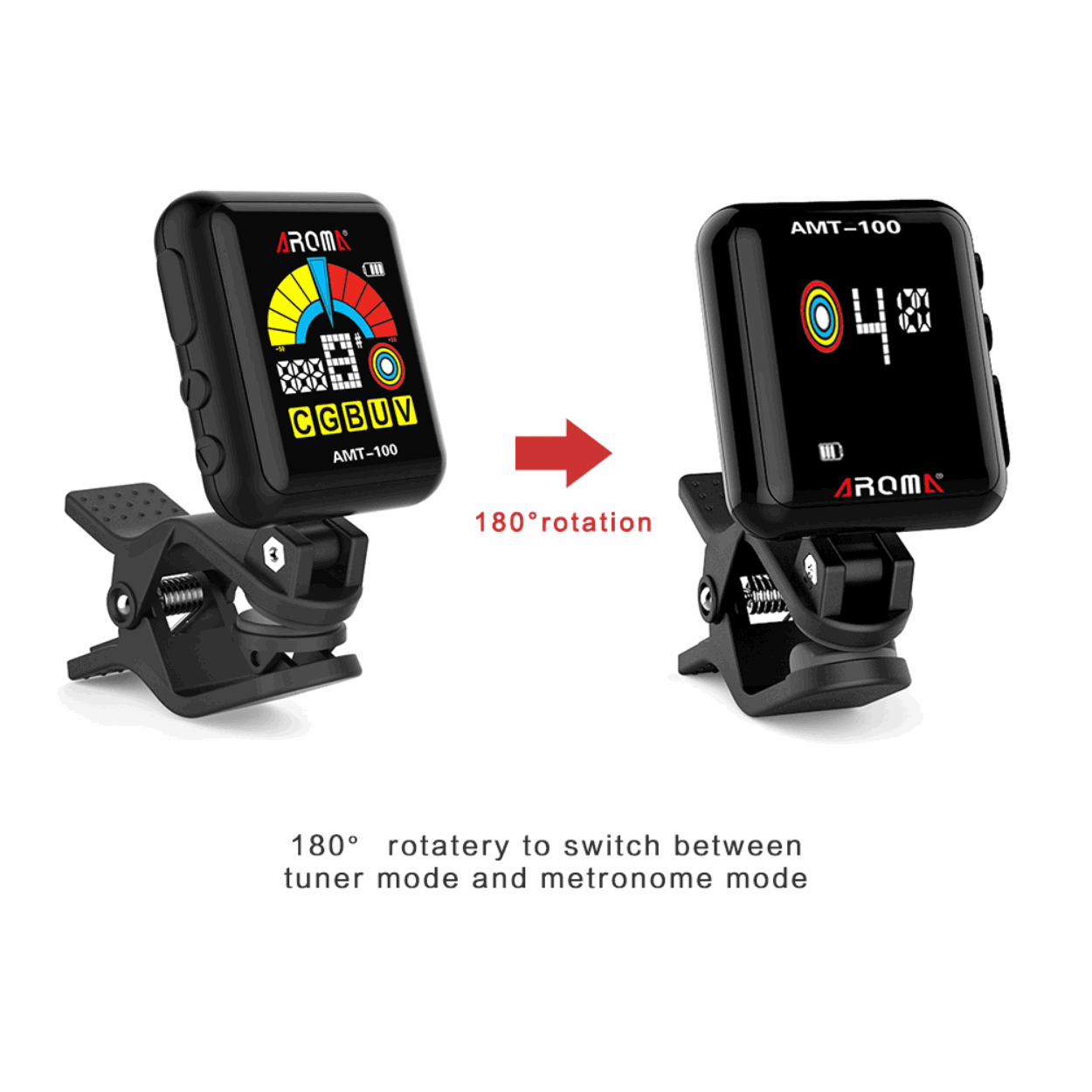Aroma AMT100 USB Rechargeable Clip On Guitar Tuner | AROMA , Zoso Music
