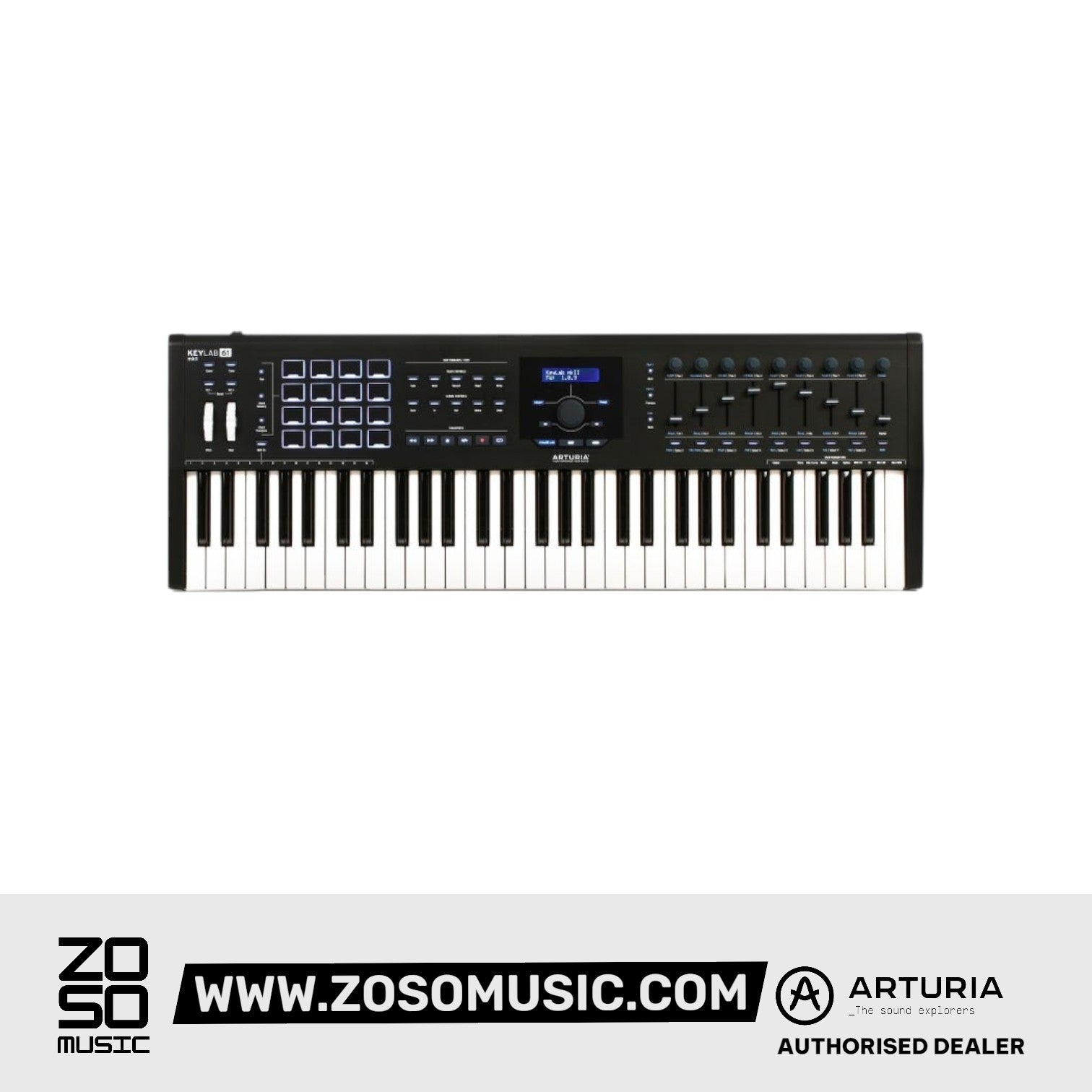 Arturia KeyLab mkII 61 Keyboard Controller, Black |  ARTURIA |  KEYBOARD-MIDI CONTROLLER |  Zoso Music