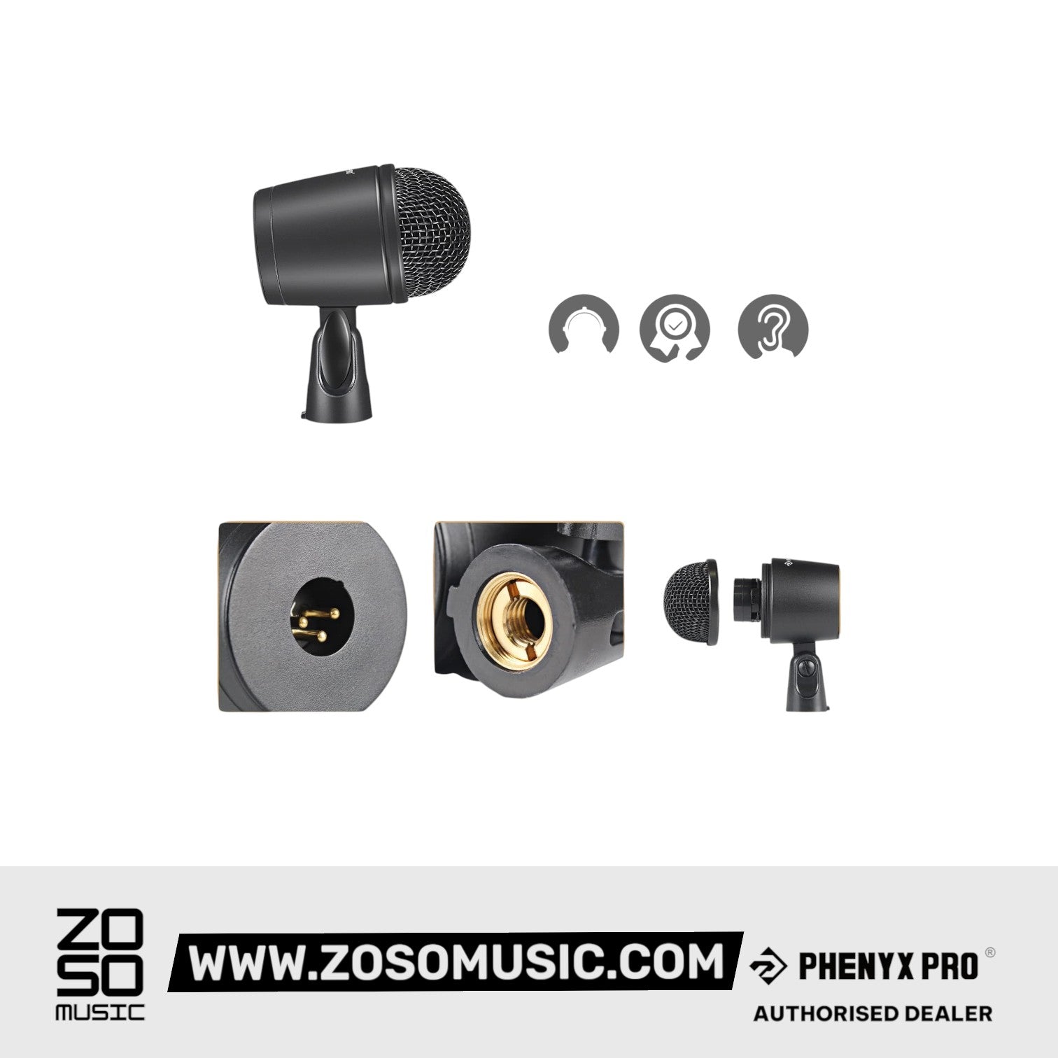 Phenyx Pro PDM33 Bass/Kick Drum Microphone |  PHENYX PRO |  MICROPHONE-CONDENSER |  Zoso Music