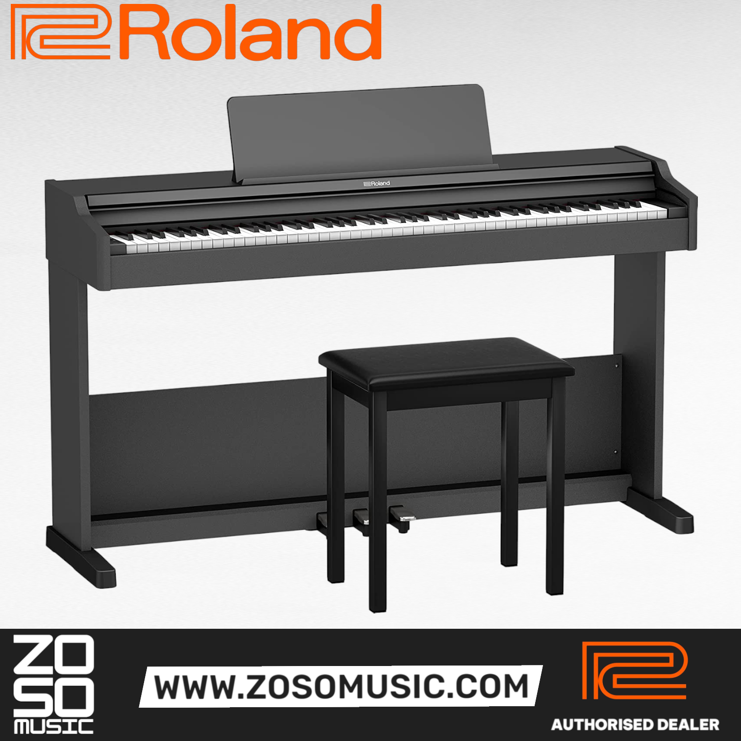 Roland RP107 Digital Piano with FREE RH-5 Headphone and Piano Bench - Black |  ROLAND |  PIANO-DIGITAL |  Zoso Music