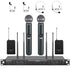 Phenyx Pro PTU-7000-2H2B Quad Wireless Microphone System w/ 4x40 UHF Channels, Auto Scan, 2 Handheld Dynamic Mics, 2 Bodypacks & Headsets/Lapel Microphones |  PHENYX PRO |  WIRELESS-ANTENNA |  Zoso Music