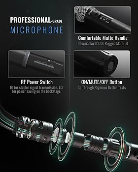 Phenyx Pro PTU-2U-2H Wireless Microphone System, True Diversity Dual Cordless Microphone Set