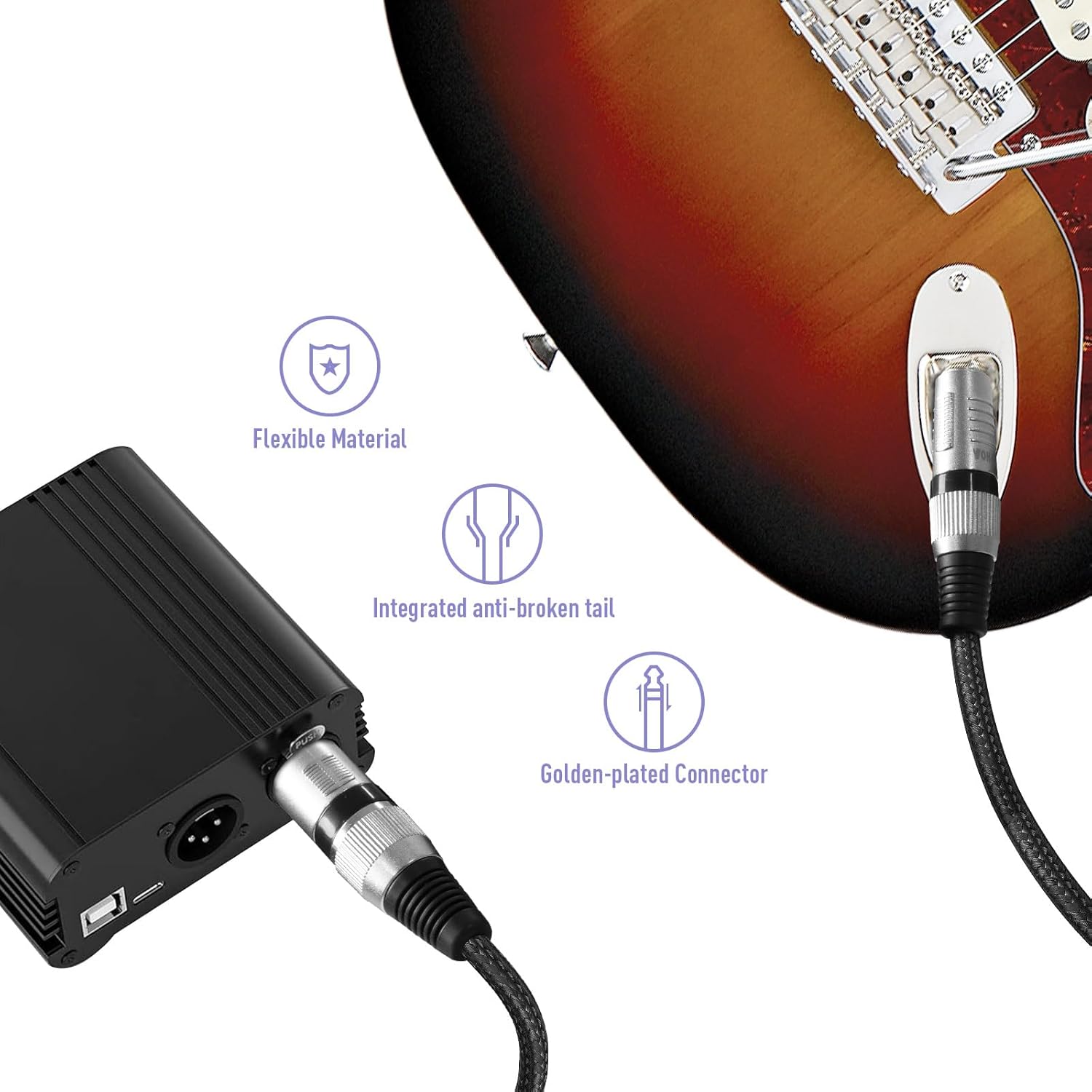 SONICAKE VXM Series XLR Male to 1/4-Inch TRS Male Cable - Gold Plated High Fidelity, Noise-Eliminating Microphone Cable (2M / 3M)