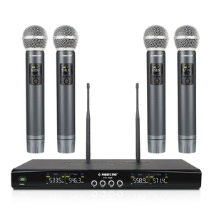 Phenyx Pro PTU-5200-4H Quad UHF Wireless Microphone System, 4 Cordless Mics, 4x25 UHF Adjustable Frequencies, 200ft Range |  PHENYX PRO |  WIRELESS-ANTENNA |  Zoso Music