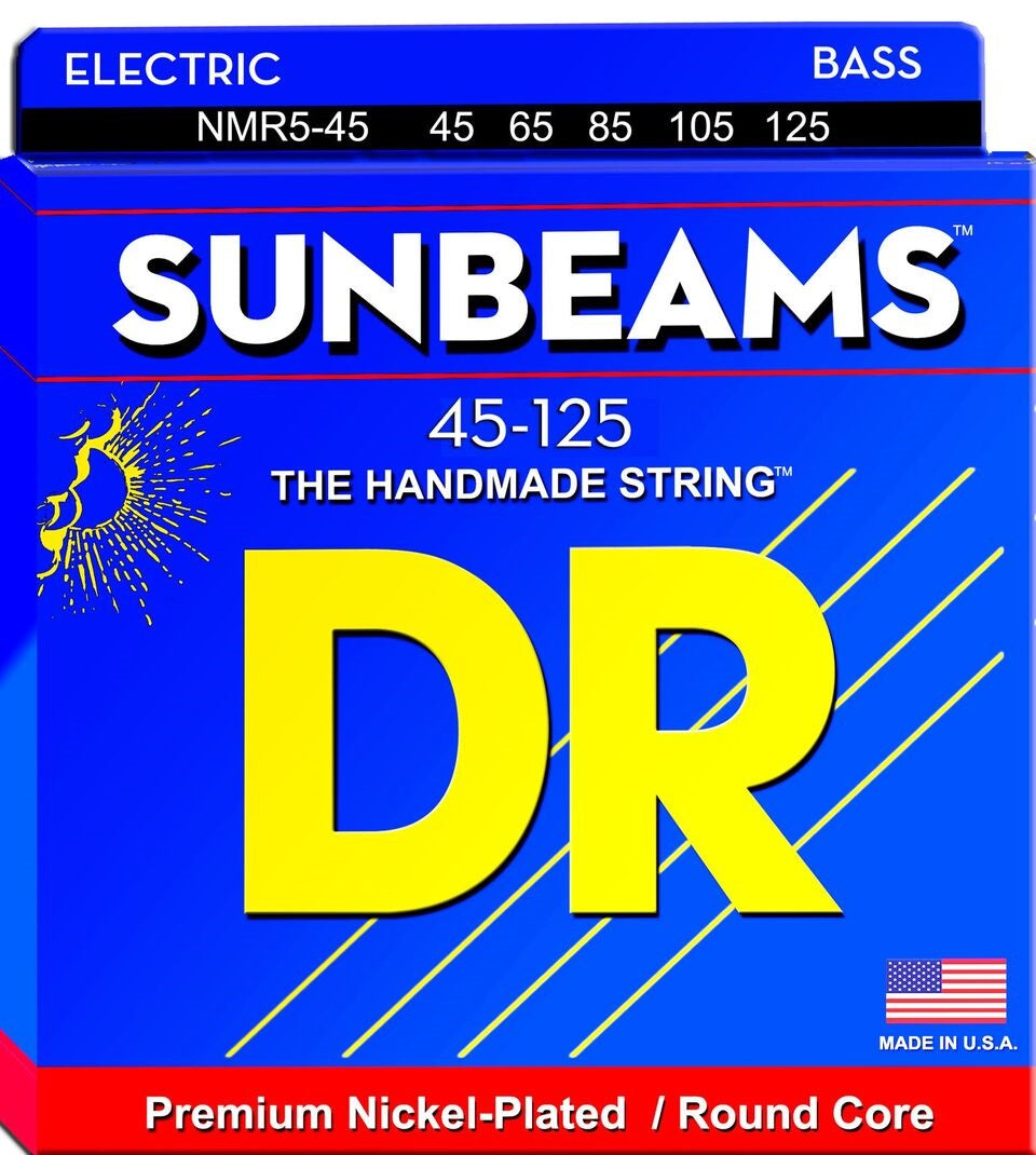 DR Strings NMR5-45 SUNBEAMS Nickel Plated Bass Strings | 5-String Medium (045 - 125) |  DR STRINGS |  STRINGS-BASS GUITAR |  Zoso Music