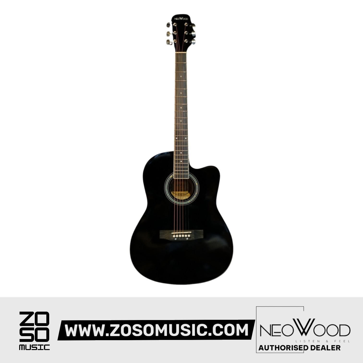 Neowood C10 BK 39Inch Acoustic Guitar Gloss Finish Black |  NEOWOOD |  ACOUSTIC GUITAR |  Zoso Music