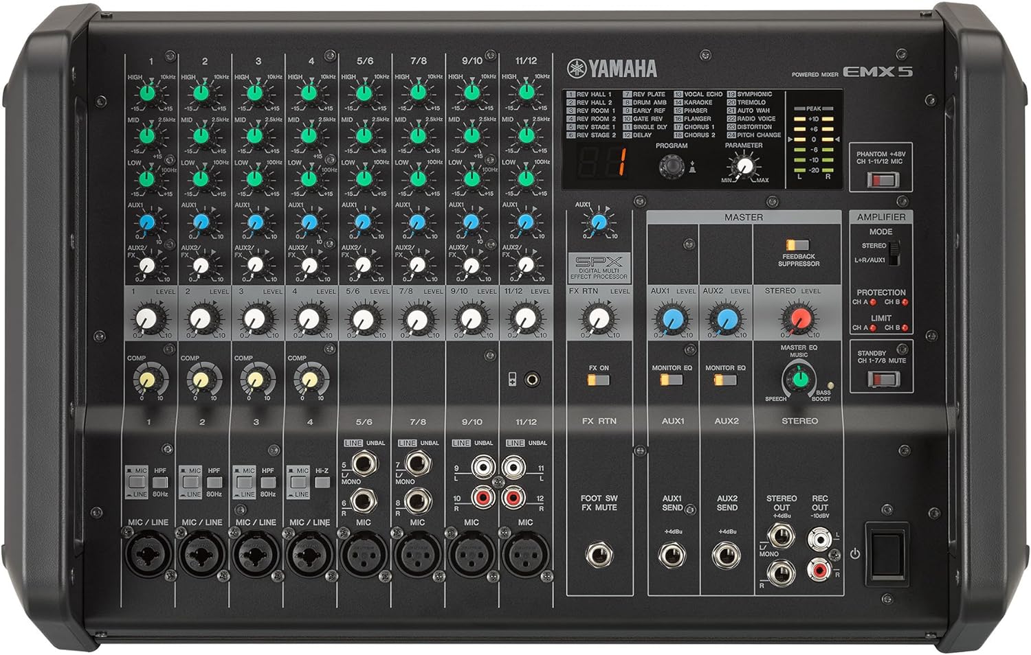 Yamaha EMX5 12-channel 1260W Powered Mixer | Zoso Music Sdn Bhd