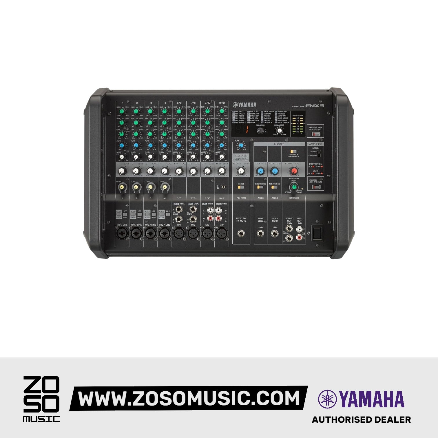 Yamaha EMX5 12-channel 1260W Powered Mixer | Zoso Music Sdn Bhd