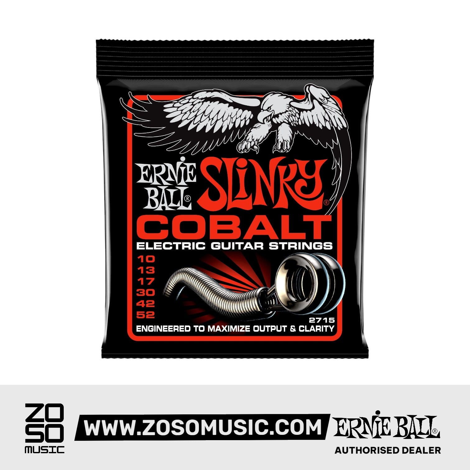 Ernie Ball Skinny Top Heavy Bottom Slinky Cobalt Electric Guitar Strings, 10-52 | Zoso Music Sdn Bhd