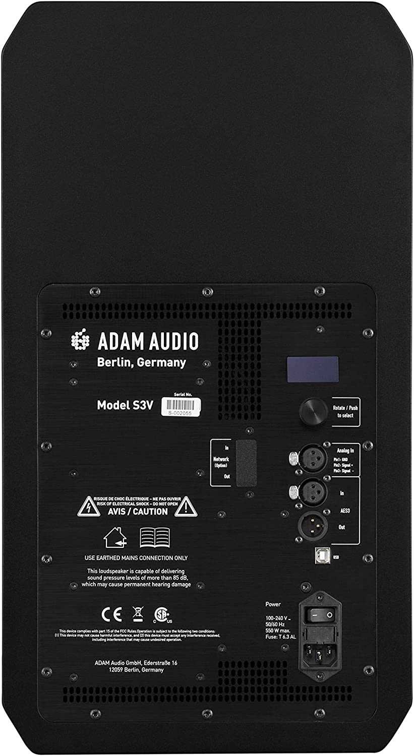 ADAM Audio S3V 9 inch 3-way Powered Midfield Studio Monitor, Each