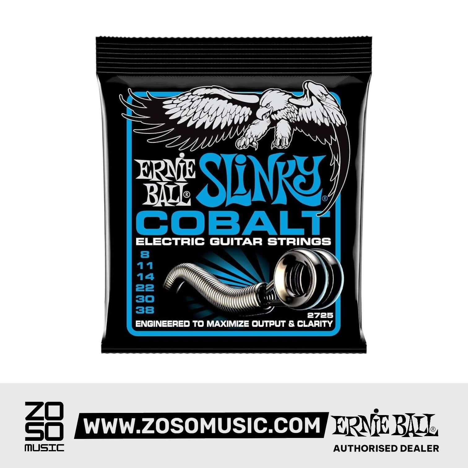 Ernie Ball Extra Slinky Cobalt Electric Guitar Strings, 8-38 | Zoso Music Sdn Bhd