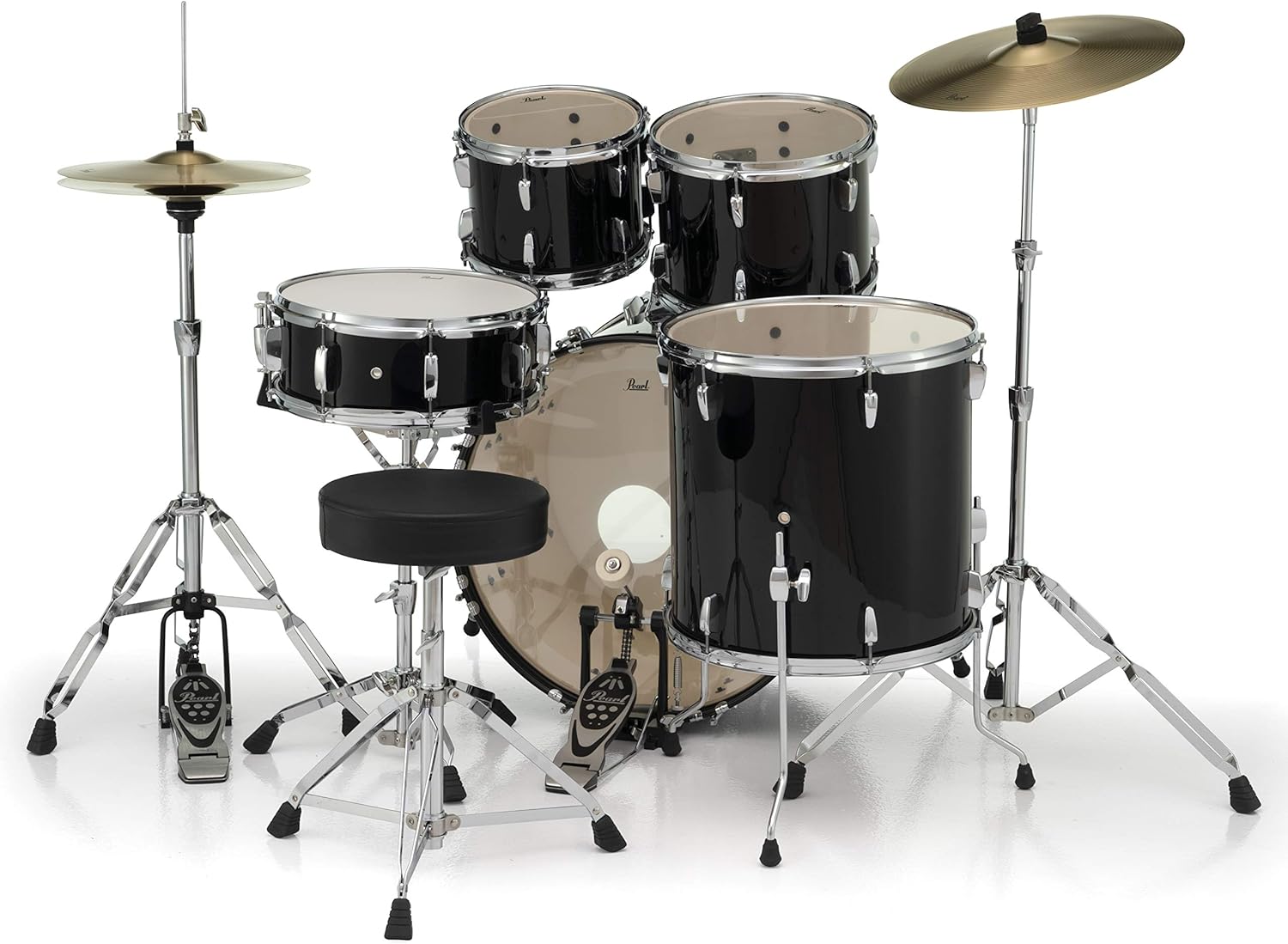 Pearl Roadshow Drum Set 5-Piece Complete Kit W/out Cymbals and Stands, Jet Black |  PEARL |  DRUM-ACOUSTIC |  Zoso Music