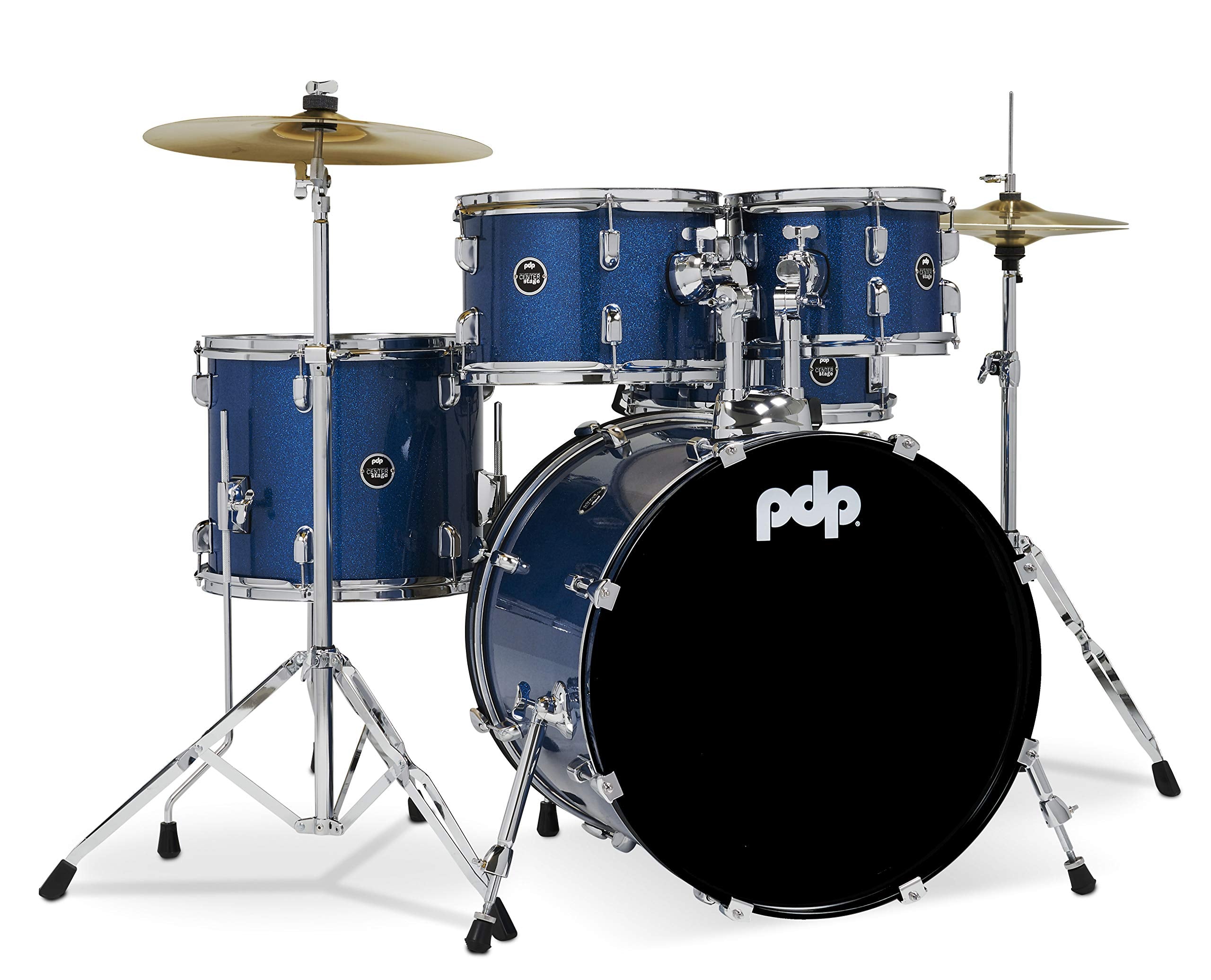 DW PDP Center Stage 5-pc Complete Drum Kit with Hardware, Stool & Cymbals - Royal Blue Sparkle | Zoso Music Sdn Bhd
