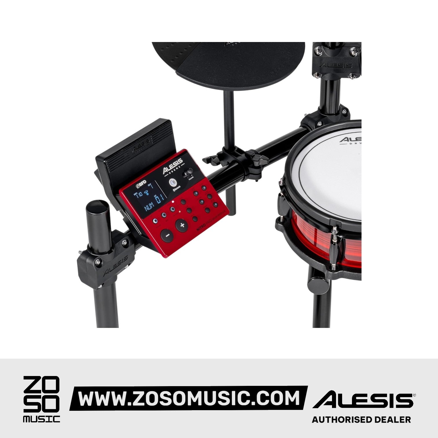 Alesis Nitro Pro XL 10-Piece Electronic Drum Kit With Mesh Heads & Bluetooth |  ALESIS |  DRUM-ELECTRONIC |  Zoso Music