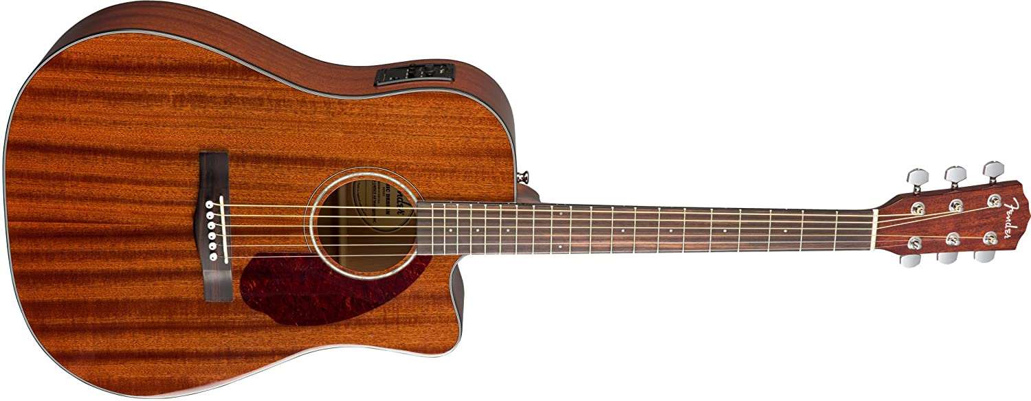 Fender CD-140SCE Dreadnought Acoustic Guitar w/Case, Walnut FB, All-Mahogany