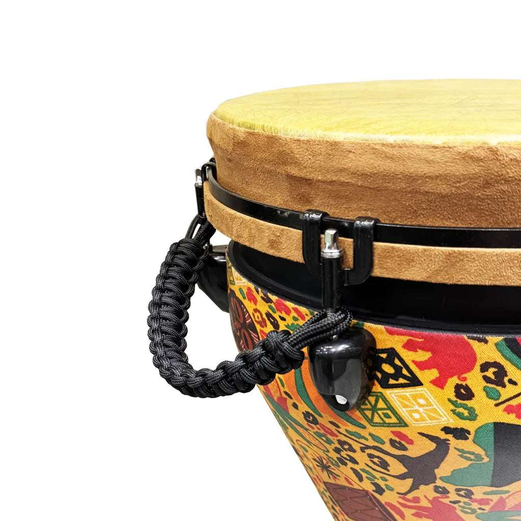 DrumBito DJ-012-AF Remo Style Key Tuned Djembe 12” with Padded Bag & Drum Key - African Design
