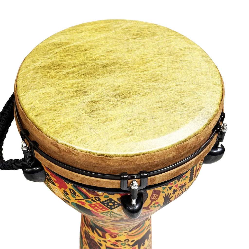 DrumBito DJ-012-AF Remo Style Key Tuned Djembe 12” with Padded Bag & Drum Key - African Design