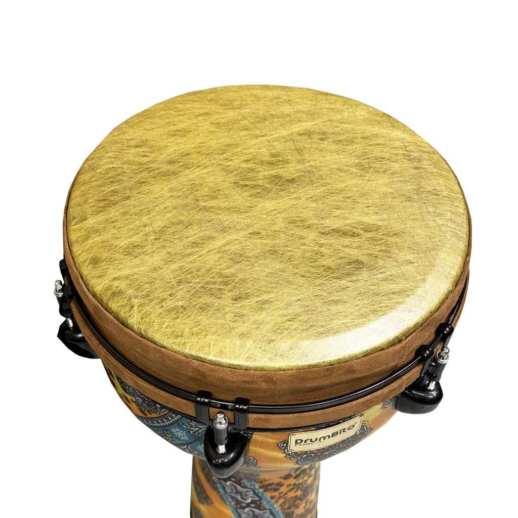 DrumBito DJ-012-BA Remo Style Key Tuned Djembe 12” with Padded Bag & Drum Key - Batik Design