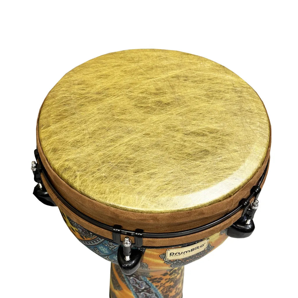 DrumBito DJ-012-BA Remo Style Key Tuned Djembe 12” with Padded Bag & Drum Key - Batik Design