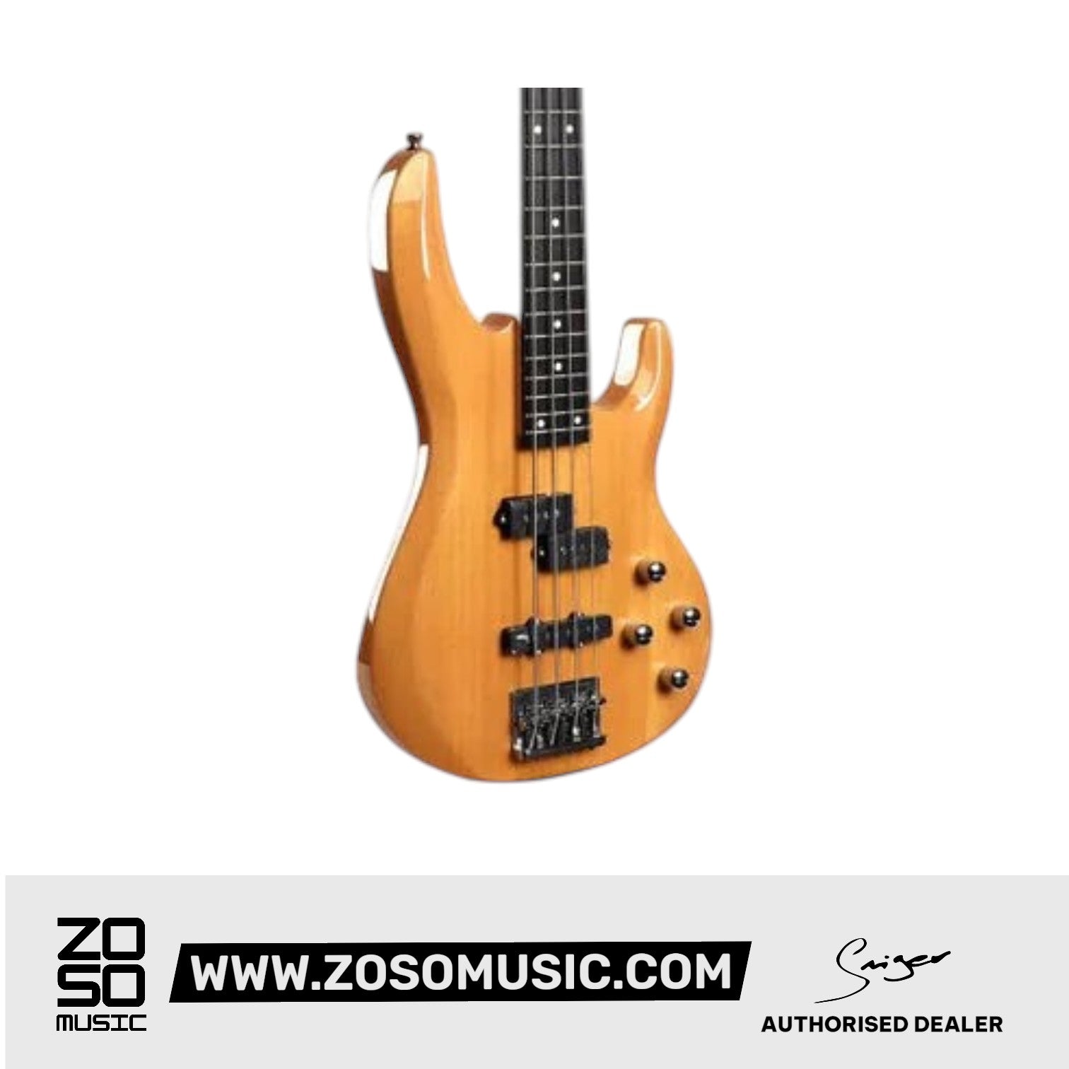 Smiger G-B8-4-N 4-string PJ Electric Bass Guitar Natural | Zoso Music Sdn Bhd