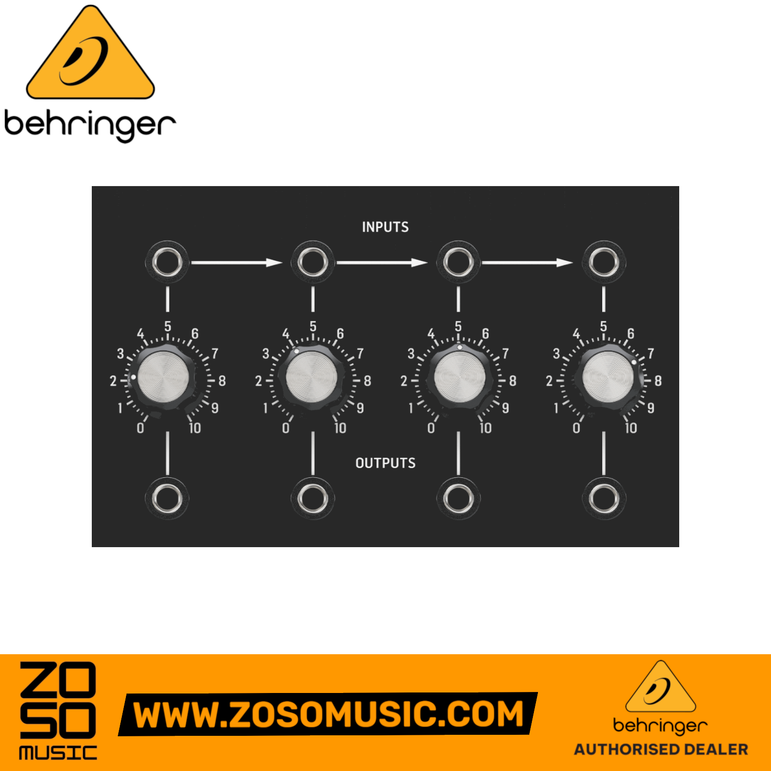 Behringer CP35 Attenuators - Analog Attenuator and Multiples Eurorack Module | BEHRINGER , Zoso Music