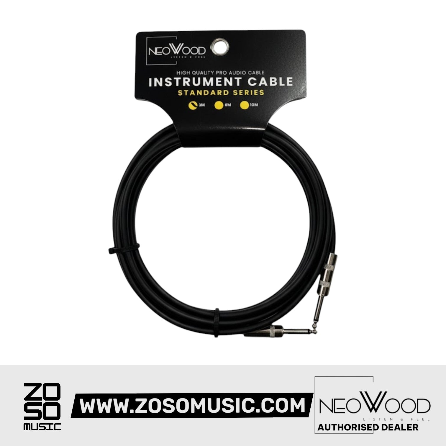 Neowood AMO002 3 & 6 Meter QTR- Right Angled QTR Instrument Cable |  NEOWOOD |  CABLES |  Zoso Music