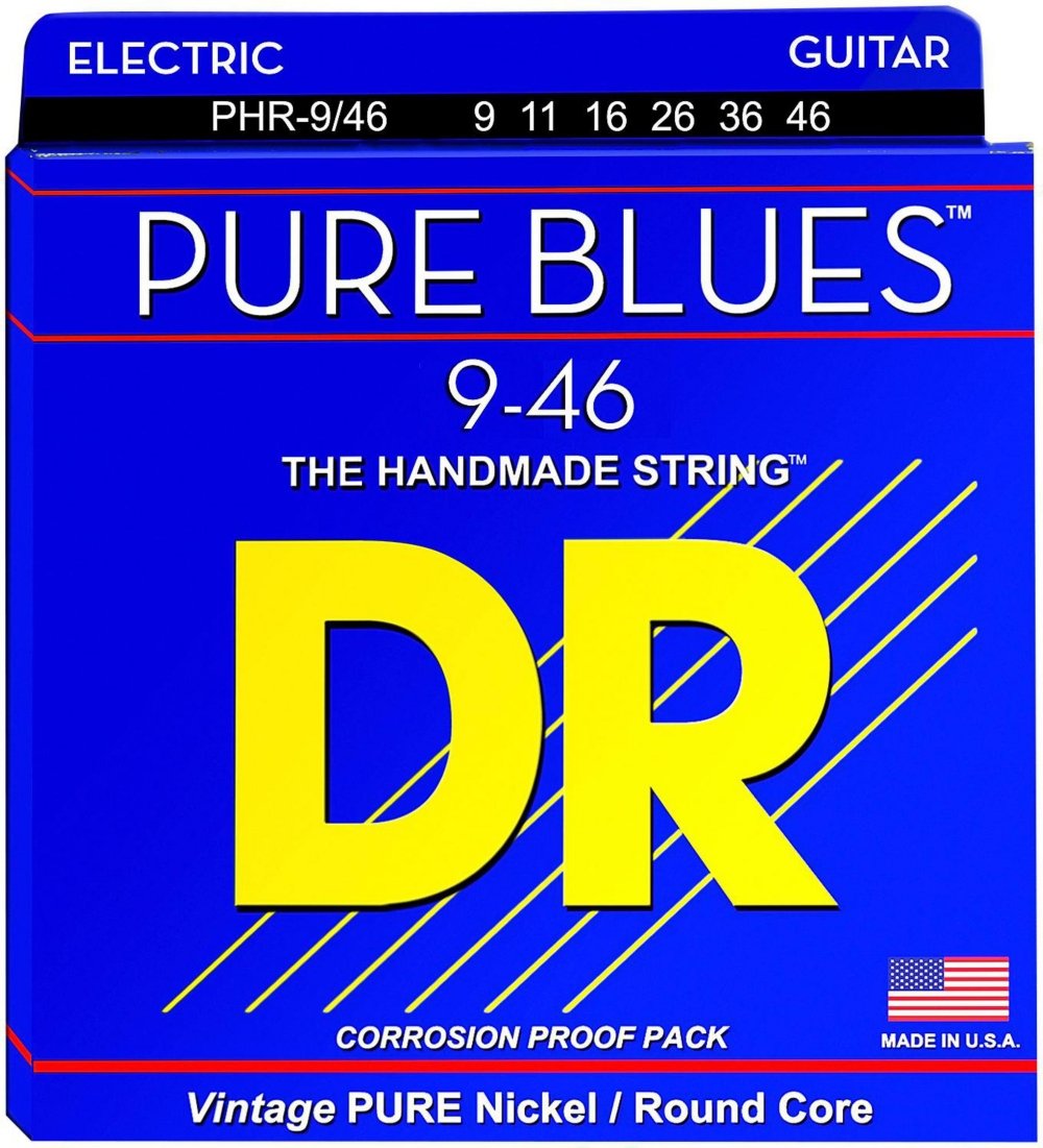 DR Strings PHR-9/46 PURE BLUES Pure Nickel Electric Guitar Strings | Light / Medium (009 - 046) |  DR STRINGS |  STRINGS-ELECTRIC GUITAR |  Zoso Music