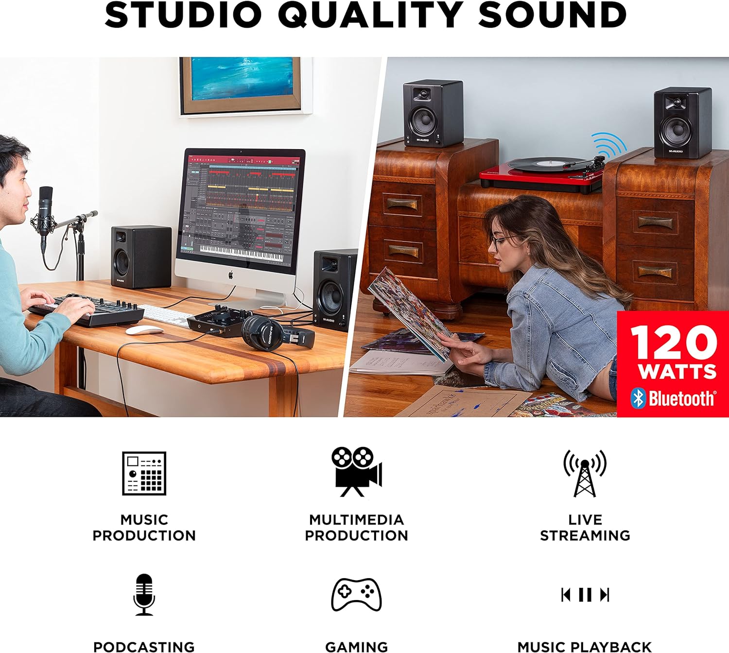 M-Audio BX3 BT 3.5-inch Bluetooth Multimedia Monitors - Pair |  M-AUDIO |  STUDIO MONITOR |  Zoso Music