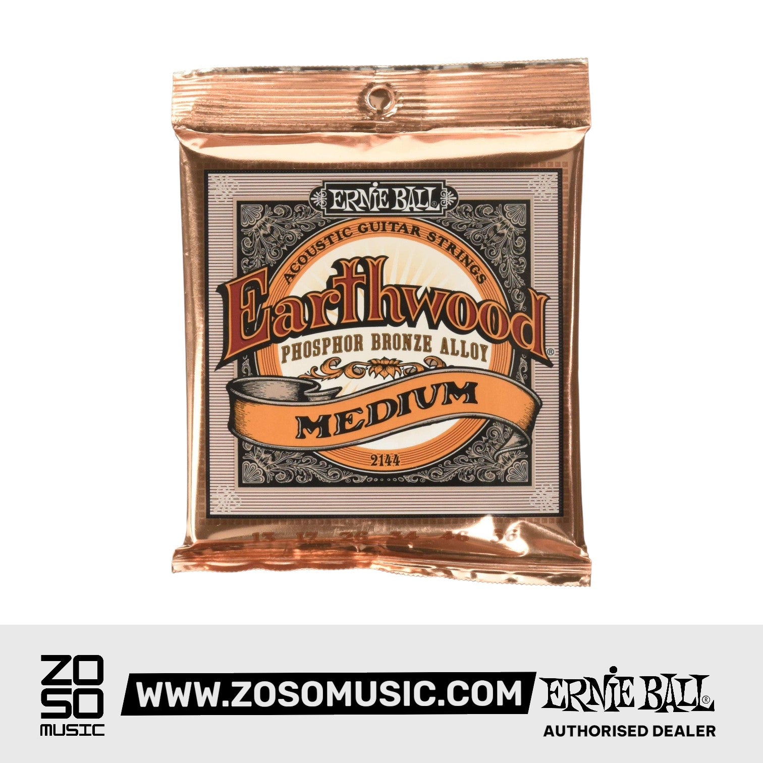 Ernie Ball Earthwood Medium Phosphor Bronze Acoustic Guitar Strings, 13-56 | Zoso Music Sdn Bhd