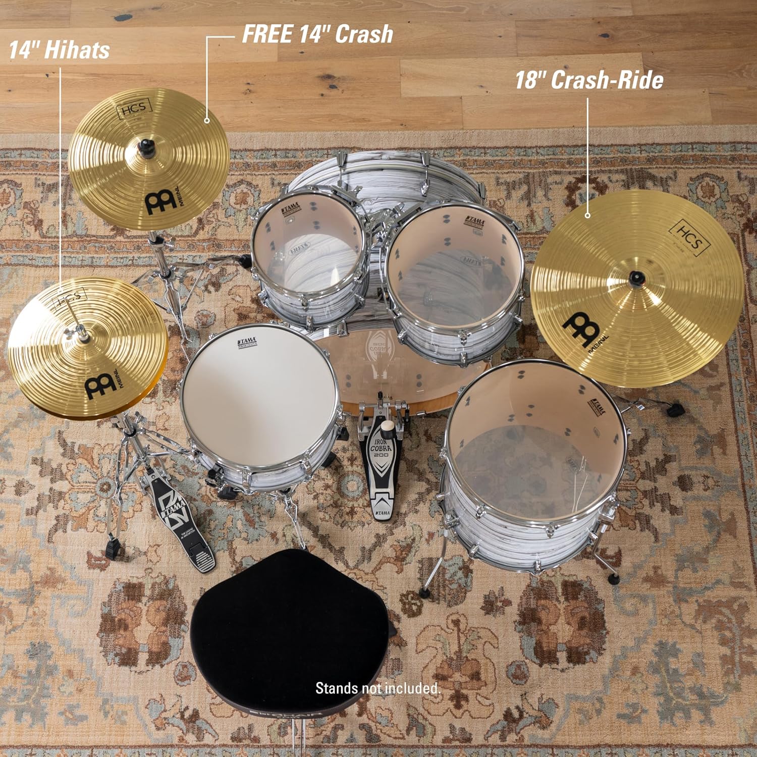 Meinl HCS1418+14C 3-piece Cymbal Pack and FREE 14" Crash Free Cymbal Bag |  MEINL |  CYMBAL-SETS |  Zoso Music