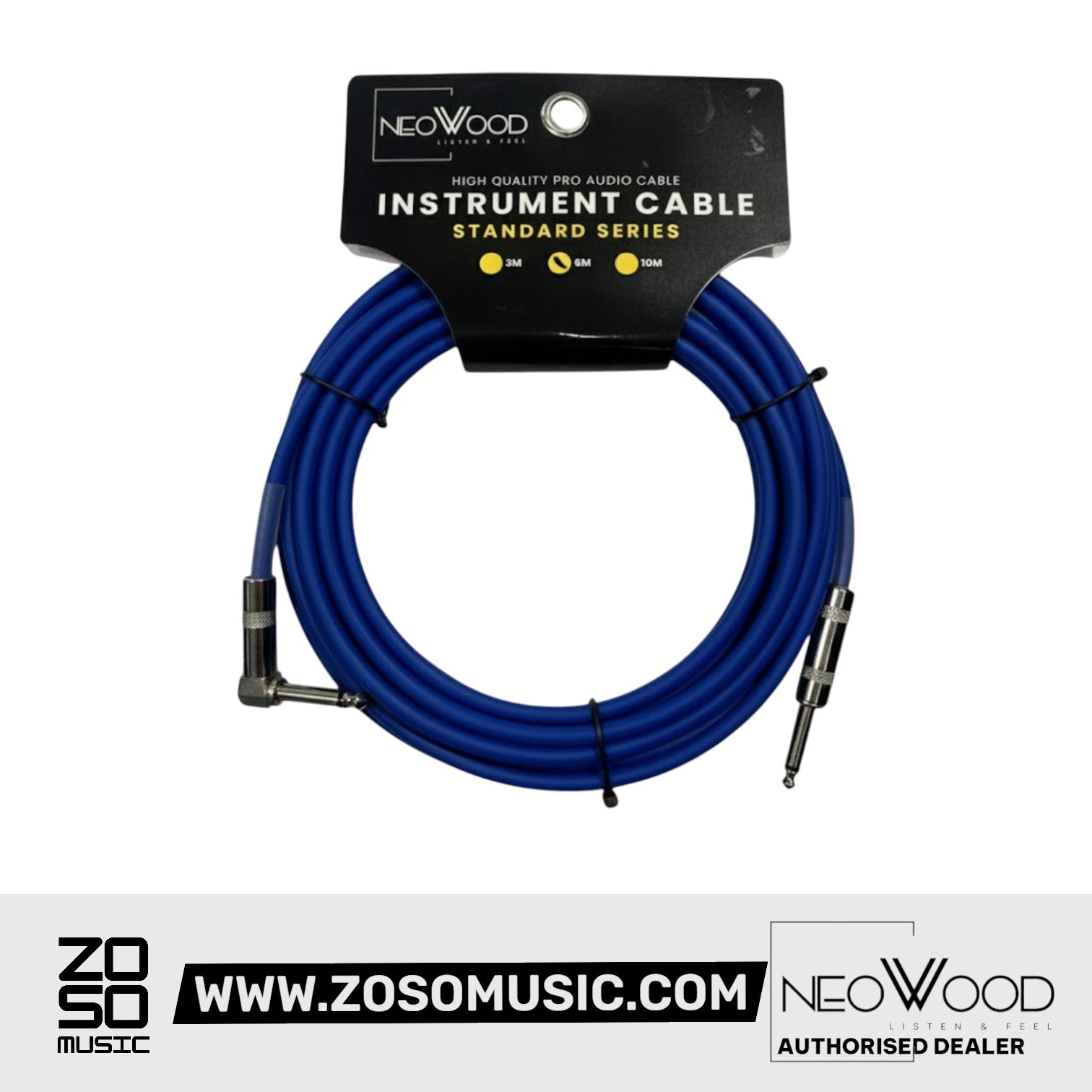 Neowood AMO002 3 & 6 Meter QTR- Right Angled QTR Instrument Cable |  NEOWOOD |  CABLES |  Zoso Music