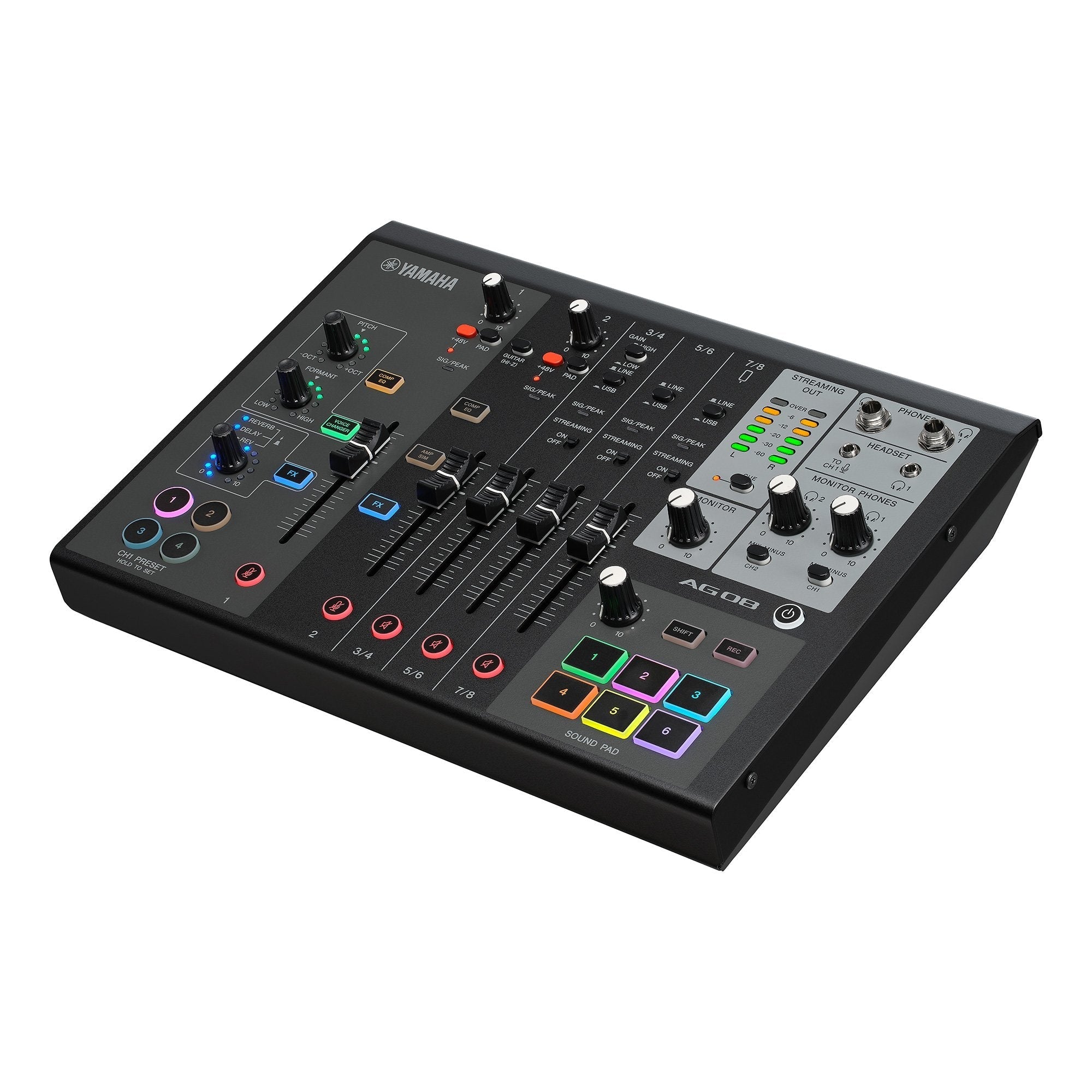 Yamaha AG08 8-channel Mixer / Audio Interface / Podcast - Black |  YAMAHA PRO AUDIO |  AUDIO INTERFACE |  Zoso Music
