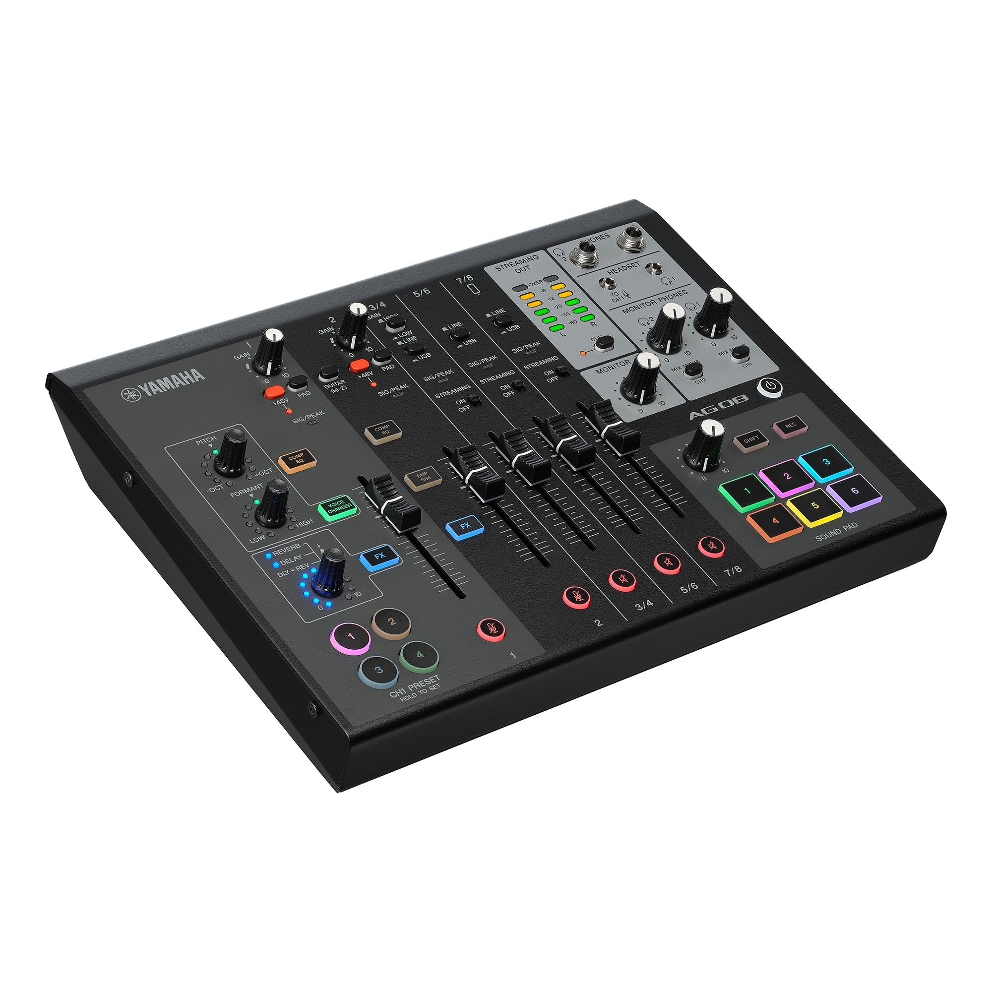 Yamaha AG08 8-channel Mixer / Audio Interface / Podcast - Black |  YAMAHA PRO AUDIO |  AUDIO INTERFACE |  Zoso Music