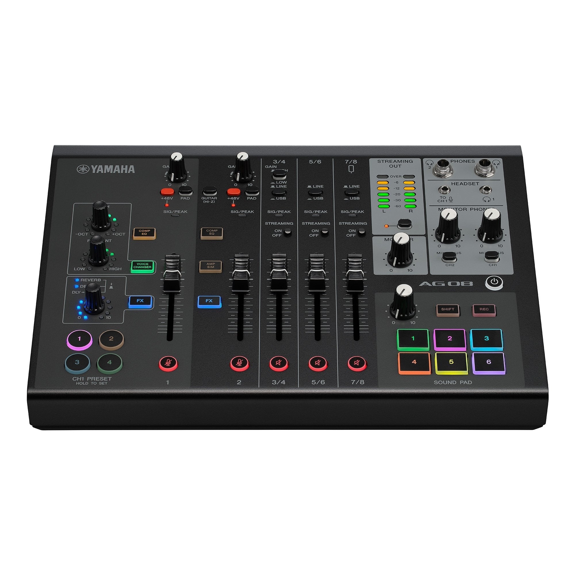 Yamaha AG08 8-channel Mixer / Audio Interface / Podcast - Black |  YAMAHA PRO AUDIO |  AUDIO INTERFACE |  Zoso Music