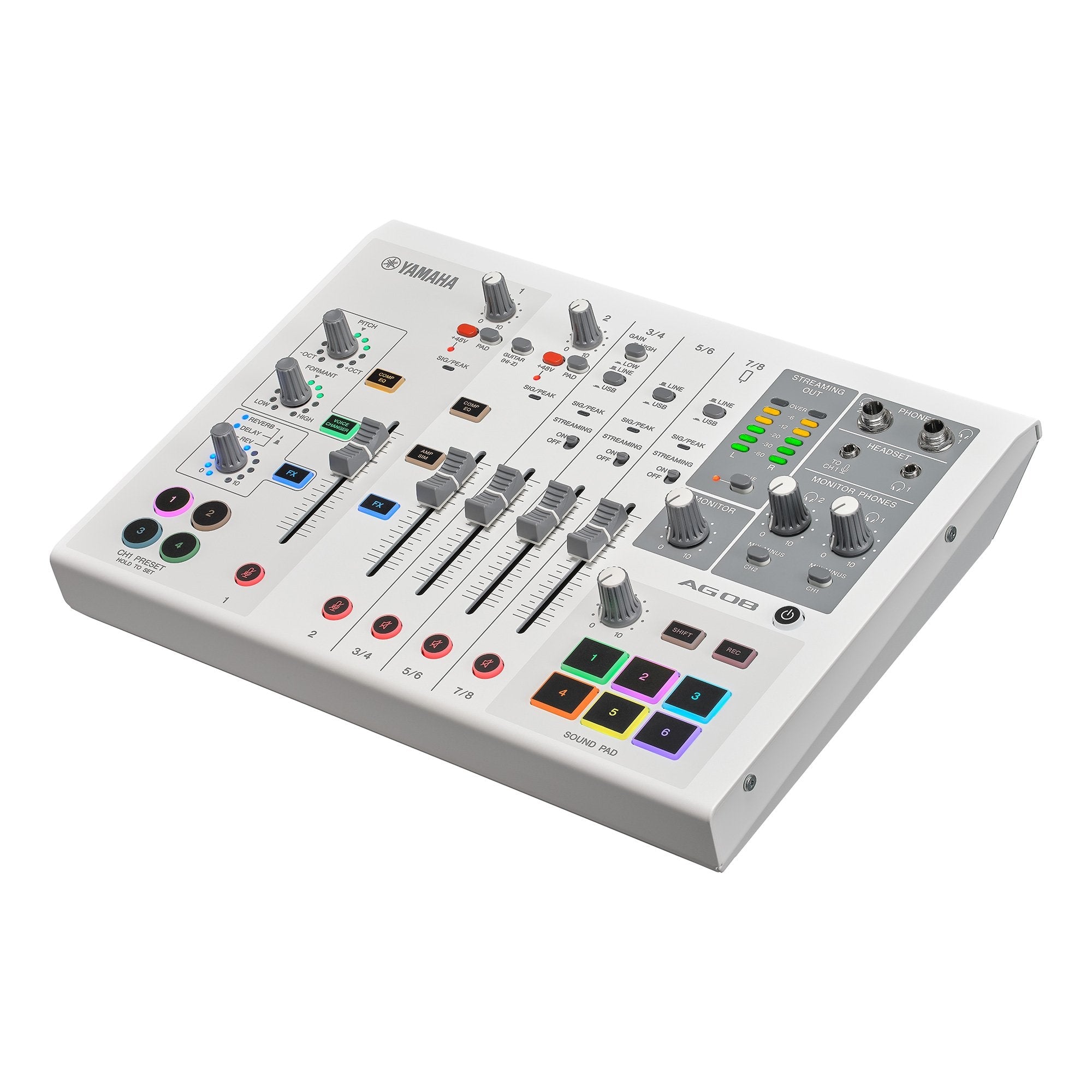 Yamaha AG08 8-channel Mixer / Audio Interface / Podcast - White