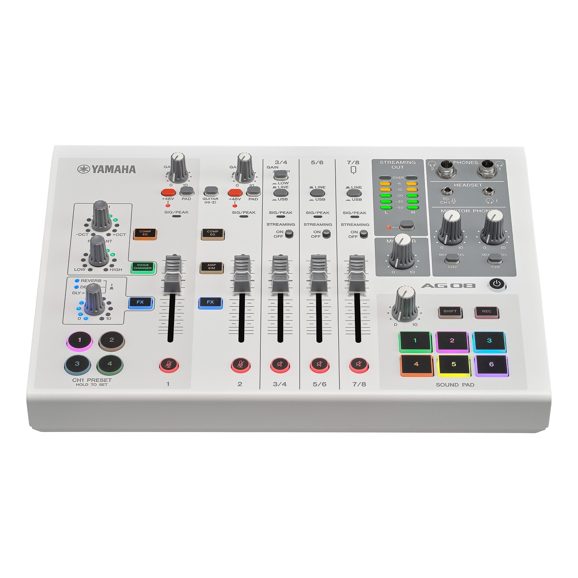 Yamaha AG08 8-channel Mixer / Audio Interface / Podcast - White |  YAMAHA PRO AUDIO |  AUDIO INTERFACE |  Zoso Music